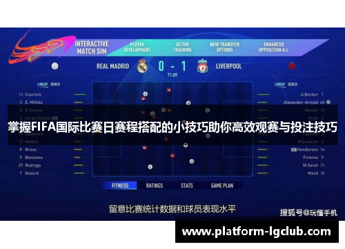 掌握FIFA国际比赛日赛程搭配的小技巧助你高效观赛与投注技巧
